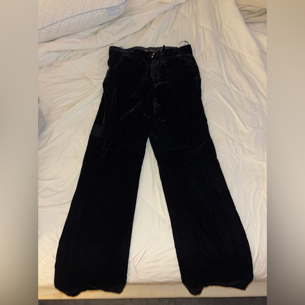Zara Luxe Black Velvet Trousers